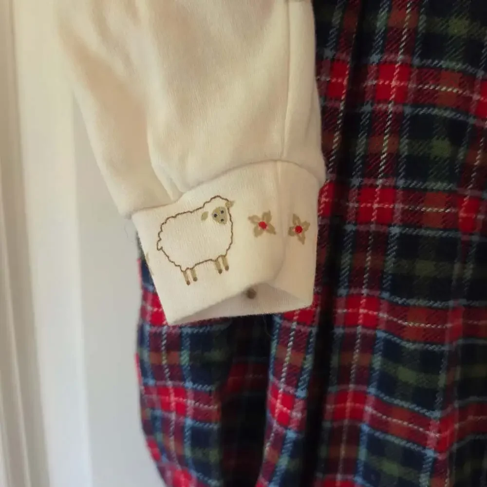 Flourishing Baby 24M Plaid Farm Animal Romper Turtleneck Set 90s